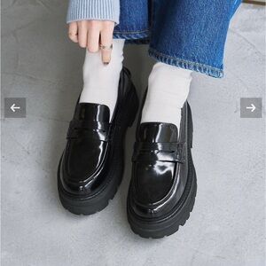 Lug Sole Black Loafers